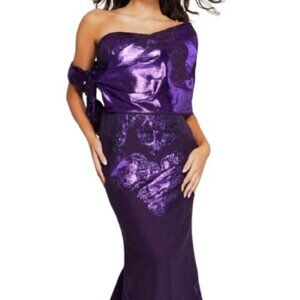 SALE NWT Jovani 40318SC Shimmering Floral Pattern Prom Dress Purple Size 10
